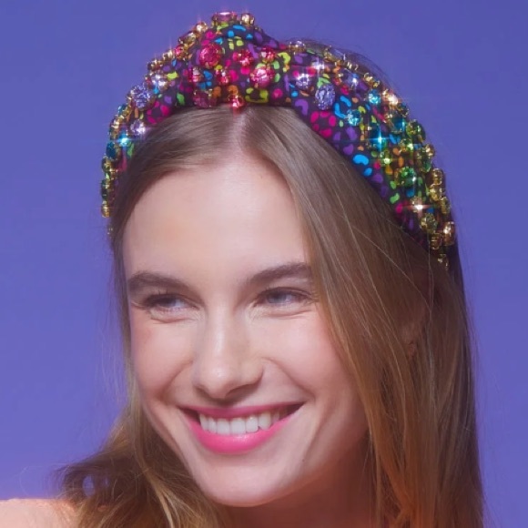 Lele Sadoughi x lisa frank bright rainbow leopard knot crystal headband new - Picture 4 of 17